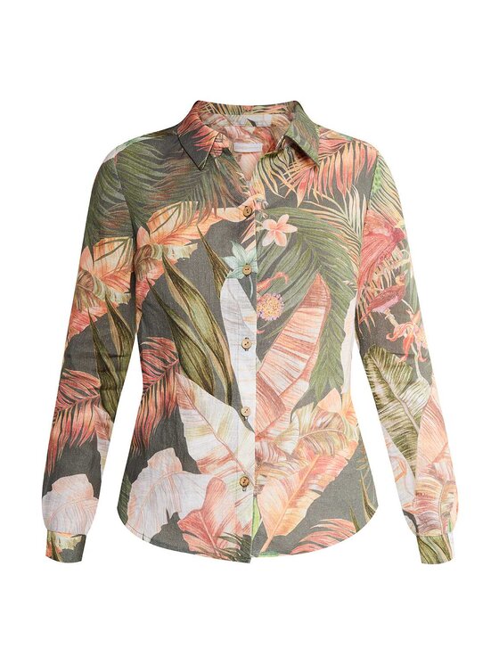 Lunedi Lunedi Koszula tropical Zielony Regular Fit
