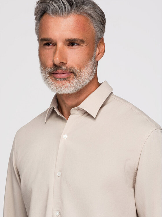 Ombre Ombre Koszula OM-SHCS-0190 Szary jasny Regular Fit