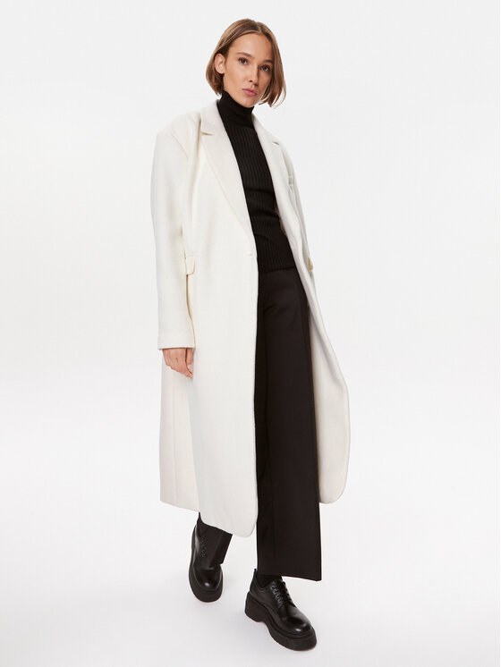 Herskind Herskind Płaszcz wełniany Wanda 4575816 Écru Oversize