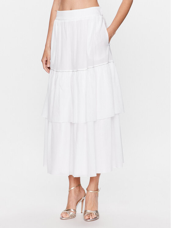 Peserico Fustă midi P05255L1 Alb Regular Fit