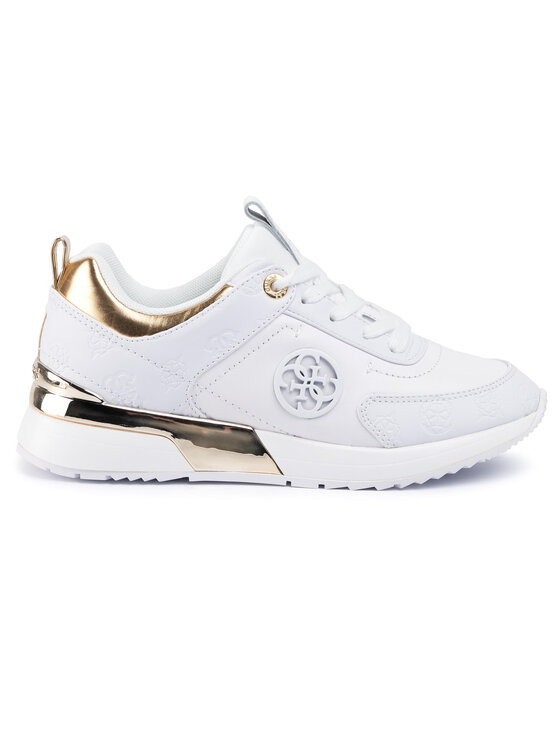 guess white and gold trainers