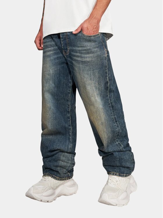 MADE BY SOCIETY MADE BY SOCIETY Spodnie materiałowe AXIS WIDE - P17155 Niebieski Basic Fit