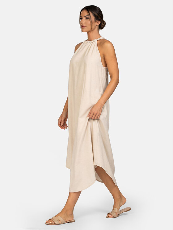 Feba Feba Sukienka letnia F252 Beżowy Relaxed Fit