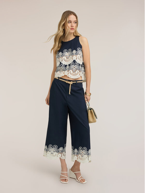 Motivi Motivi Pantaloni di tessuto P00NQ104590N034 Blu Cropp Fit