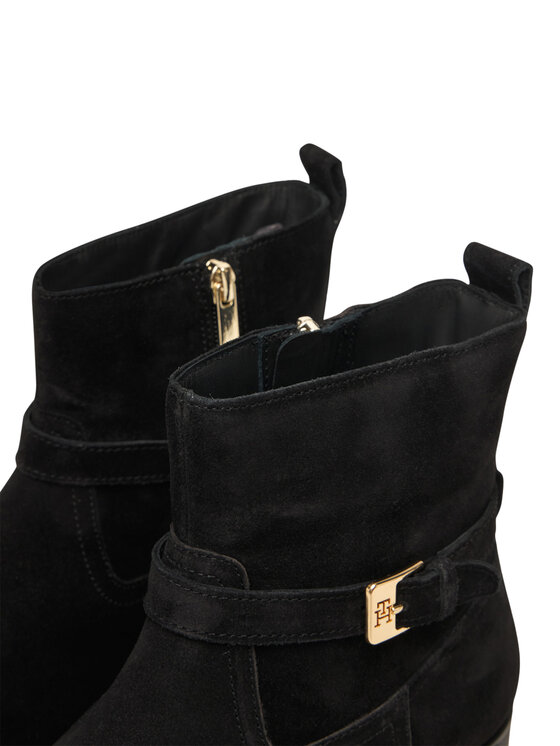 Tommy Hilfiger Tommy Hilfiger Čizme Th Buckle Riding Suede Bootie FW0FW09047 Crna