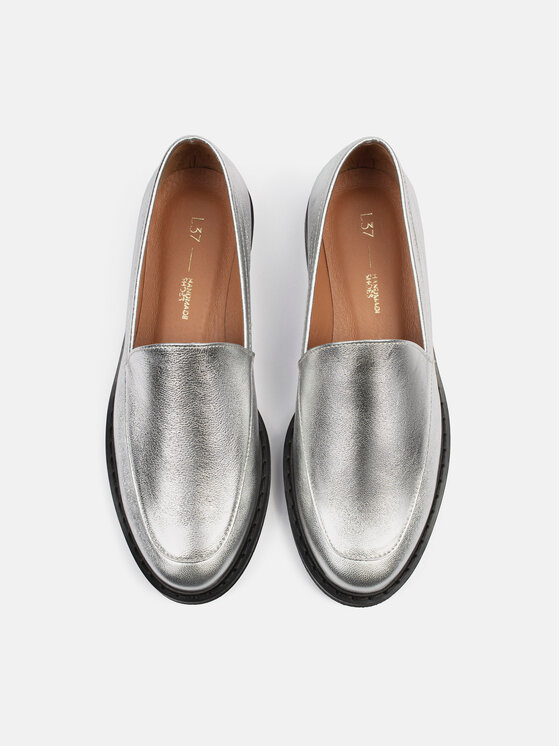 L37 L37 Mokasyny MOONWALK MOCASSIN Srebrny