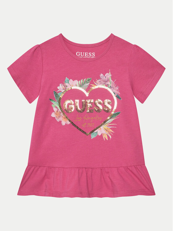 Guess T-Shirt K5GI10 K6YW Różowy Regular Fit
