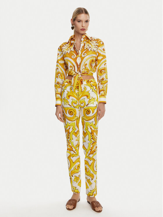 Dolce&Gabbana Dolce&Gabbana Szövet nadrág FTC4PT HH5EA Sárga Regular Fit