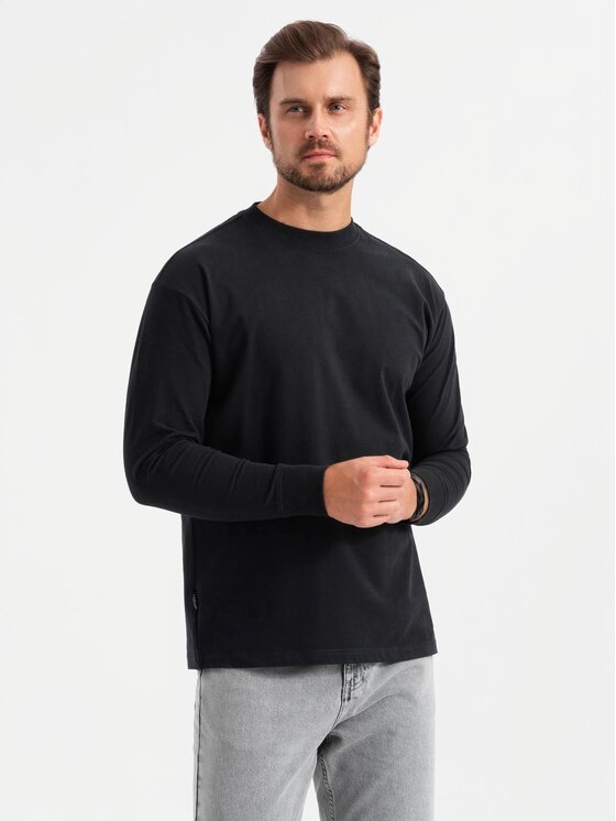 Ombre Ombre Longsleeve OM-LSBC-0129 Czarny Loose Fit