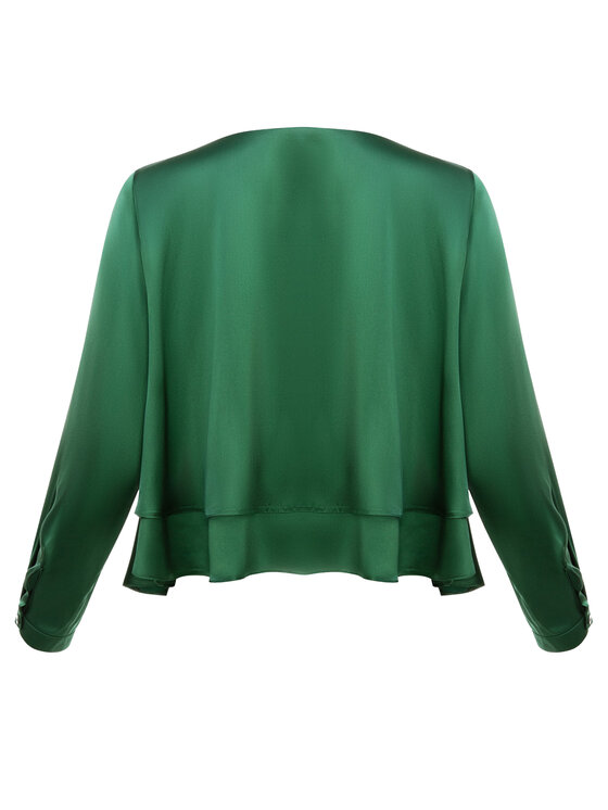 Cat&Cat Cat&Cat Bluzka jedwabna z falbankami Zielony Regular Fit
