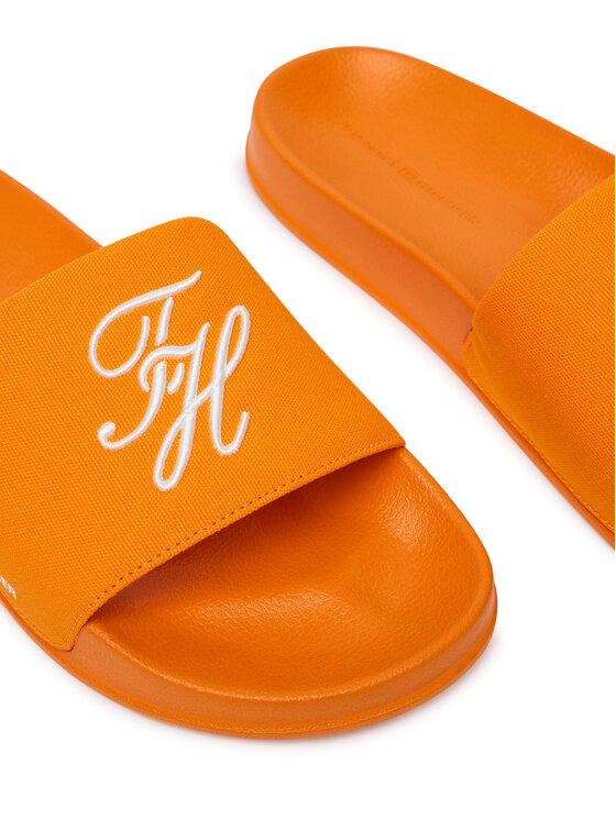 Tommy Hilfiger Tommy Hilfiger Šlepetės Logo Embroidery CanvasFM0FM05858 Oranžinė