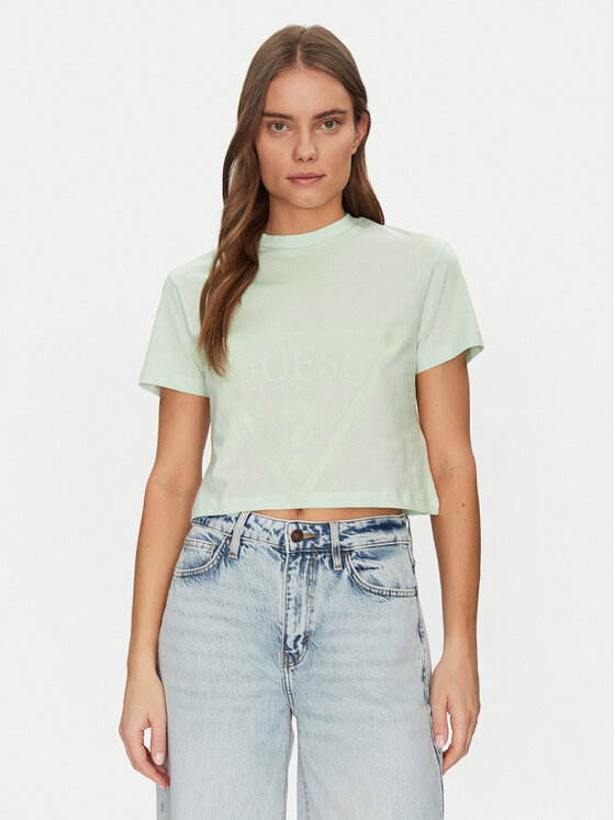 Guess Guess Tricou V2YI06 K8HM0 Verde Regular Fit