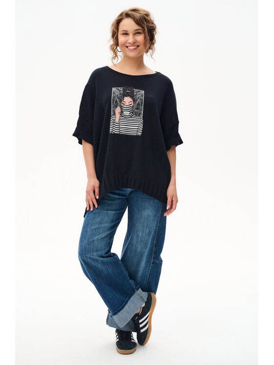 blue shadow blue shadow Sweter Persey Czarny Regular Fit