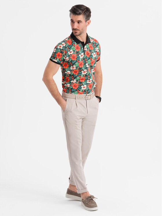 Ombre Ombre Polo OM-POSS-0149 Czarny Regular Fit