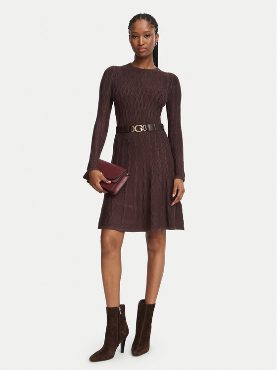Guess Guess Strickkleid W6BK64 Z1569 Dunkelbraun Slim Fit