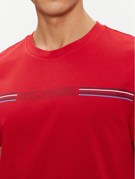 Tommy Hilfiger Tommy Hilfiger T-särk Stripe Chest MW0MW34428 Punane Regular Fit