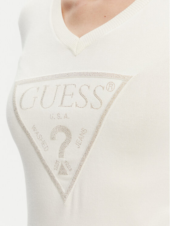 Guess Guess Megztinis W5GR19 Z2NQ2 Écru Regular Fit
