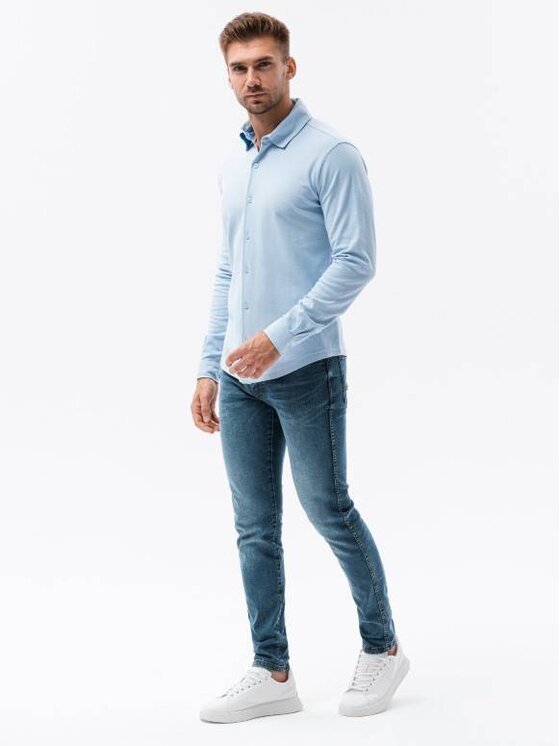 Ombre Ombre Košile K540 Modrá Slim Fit