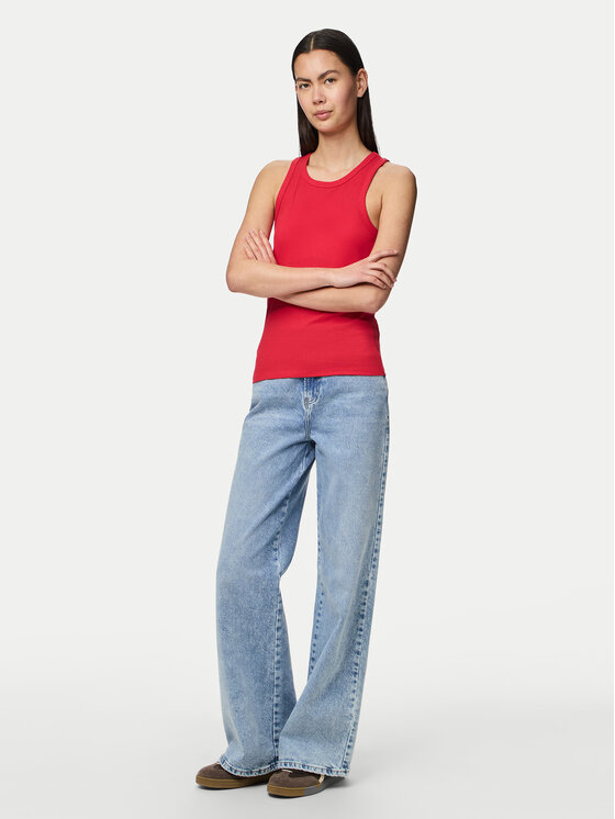 Pieces Pieces Top Ruka 17133673 Červená Slim Fit