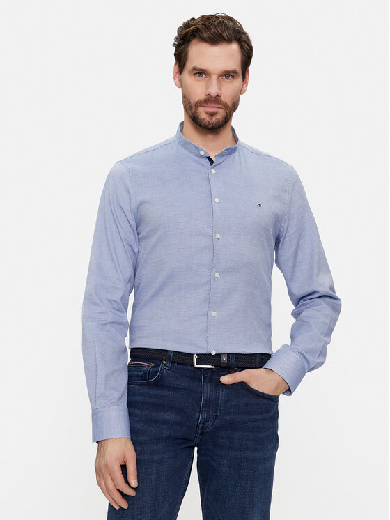 Tommy Hilfiger Tommy Hilfiger Marškiniai Cl Stretch Dobby Sf Shirt MW0MW33821 Mėlyna Slim Fit