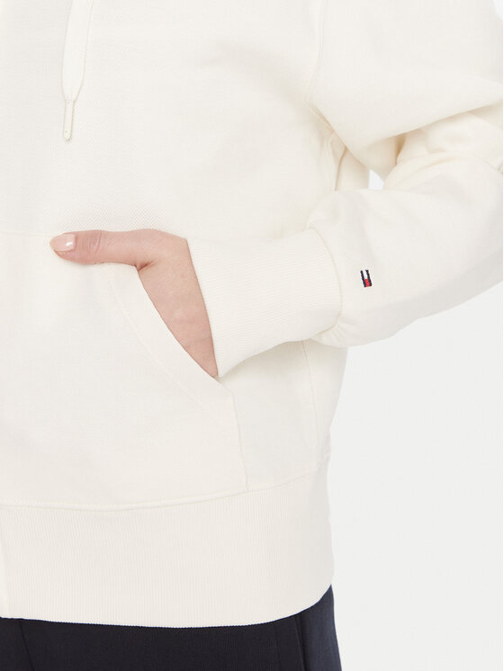 Tommy Hilfiger Tommy Hilfiger Džemperis ar kapuci Script WW0WW45742 Écru Regular Fit