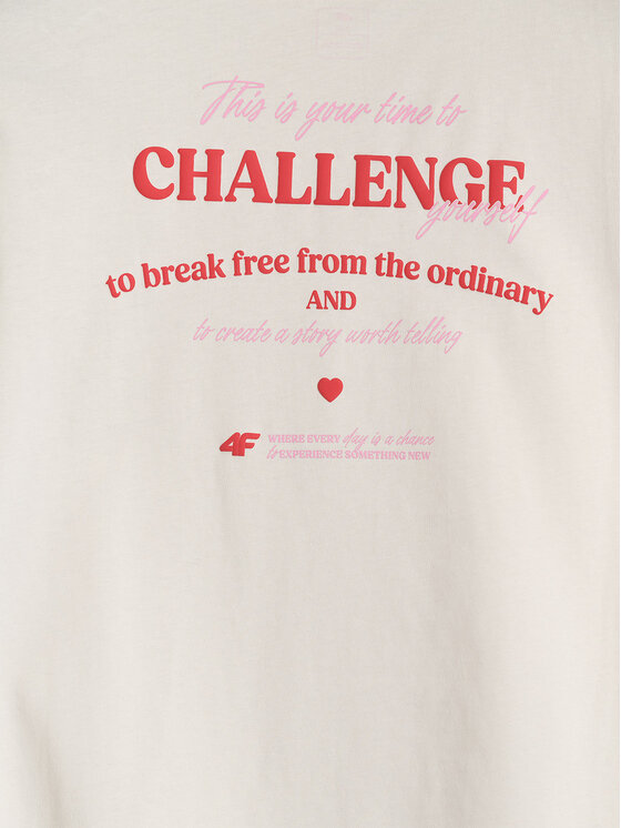 4F 4F T-Shirt BASIC+ Biały Oversize