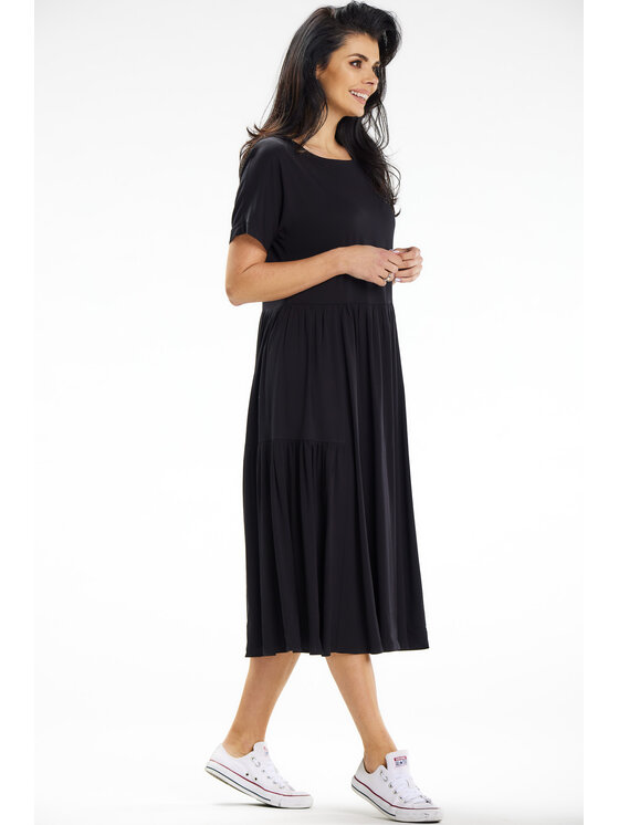 Awama Awama Sukienka letnia A639 Czarny Basic Fit
