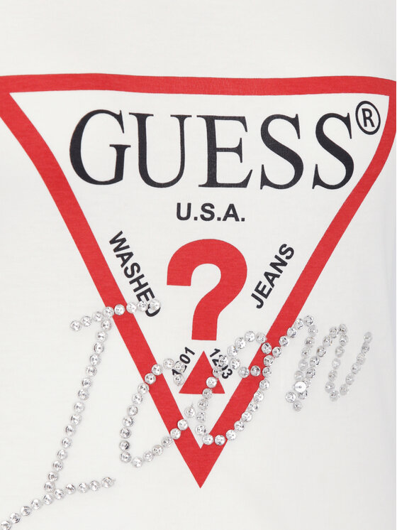 Guess Guess Marškinėliai W92I59 K75R0 Balta Slim Fit