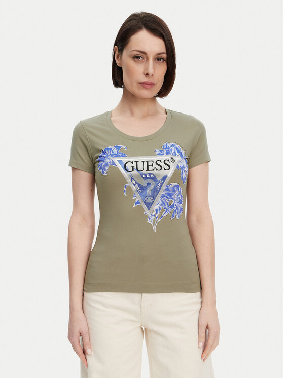 Női Póló Guess, Méret: L, Khaki, W5GI08 J1314