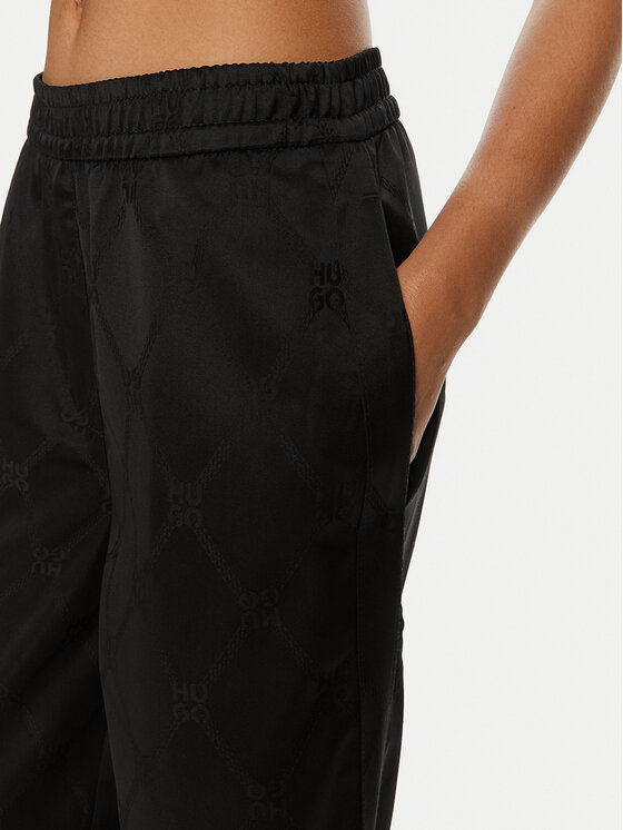 HUGO Hugo Spodnie materiałowe Hacelia-1 50518017 Czarny Relaxed Fit