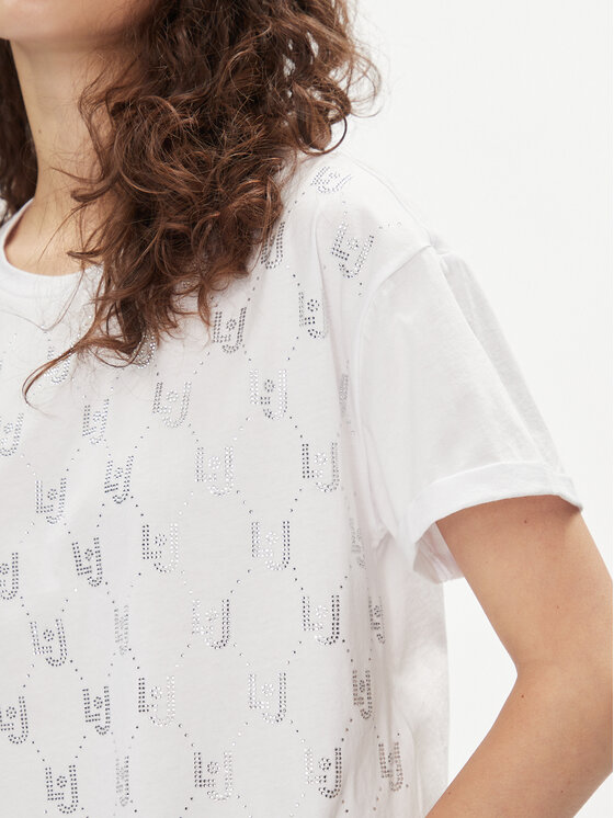 Liu Jo Liu Jo T-krekls MA4326 J5904 Balts Relaxed Fit