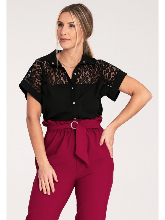 FIGL FIGL Blúzka M1073 Čierna Regular Fit
