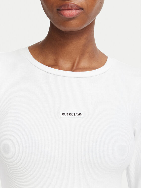 Guess Jeans Guess Jeans Μπλουζάκι W6BP05 K5470 Λευκό Slim Fit
