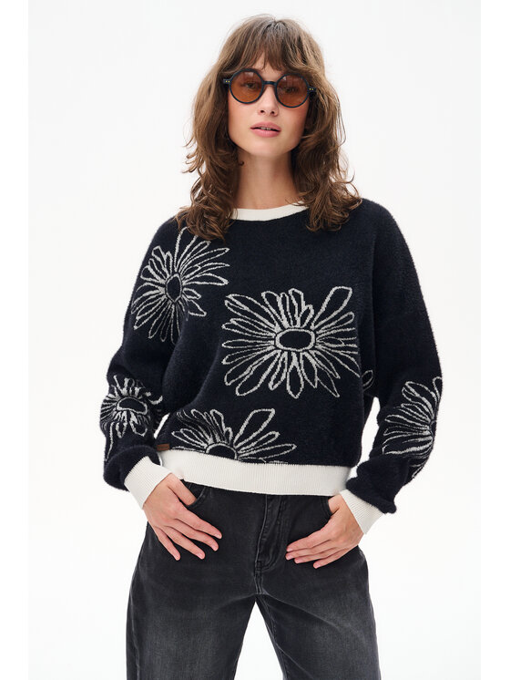 blue shadow blue shadow Sweter Taris Czarny Regular Fit