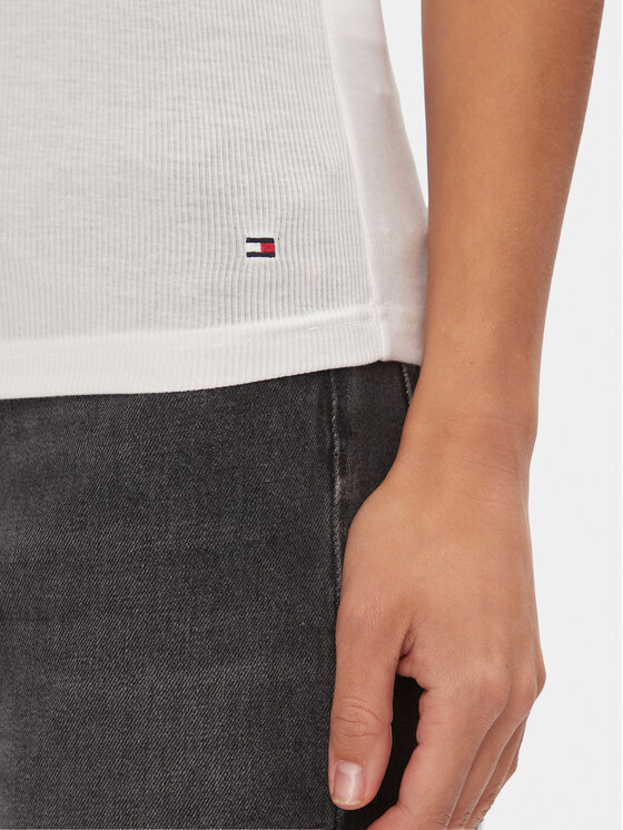 Tommy Hilfiger Tommy Hilfiger Top UW0UW05200 Biały Slim Fit