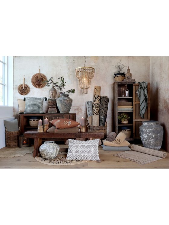 MIAhome MIAhome Lampa Żyrandol z koralików naturalny Boho Twist Beżowy