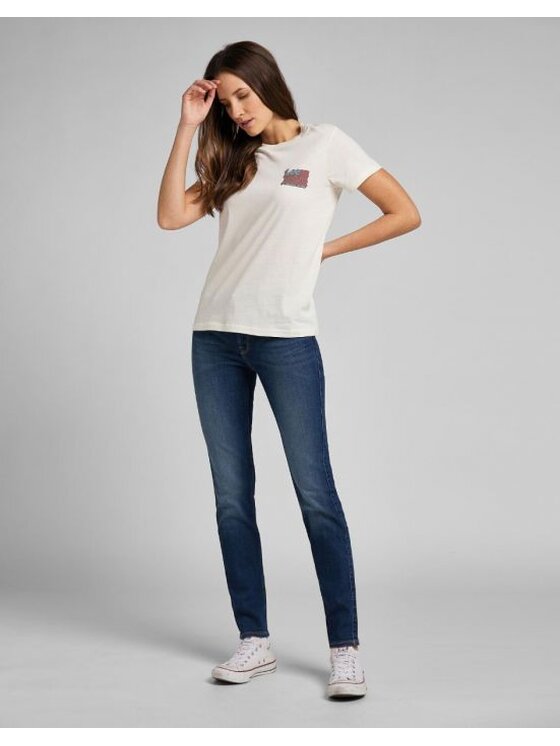 Lee Lee T-Shirt CREW NECK TEE Beżowy Regular Fit