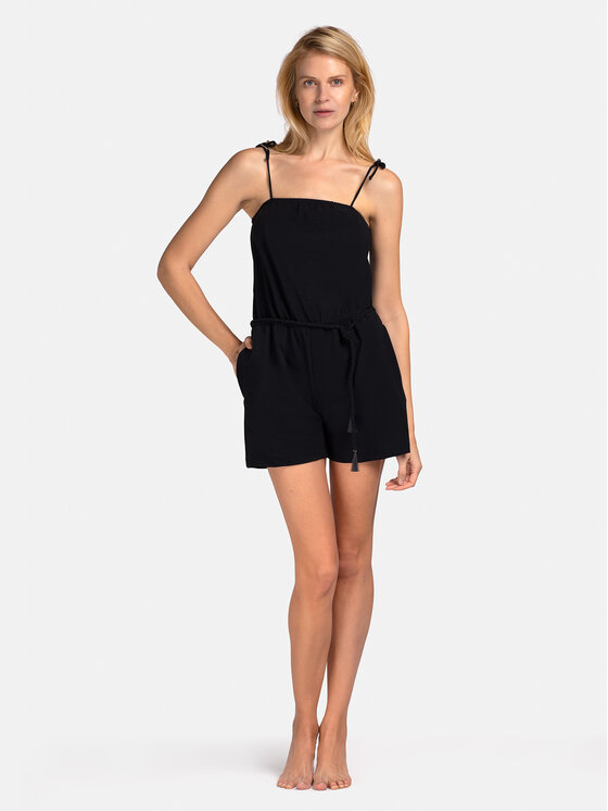 Miss Lou Miss Lou Kombinezon O-BE1-CZ Czarny Regular Fit