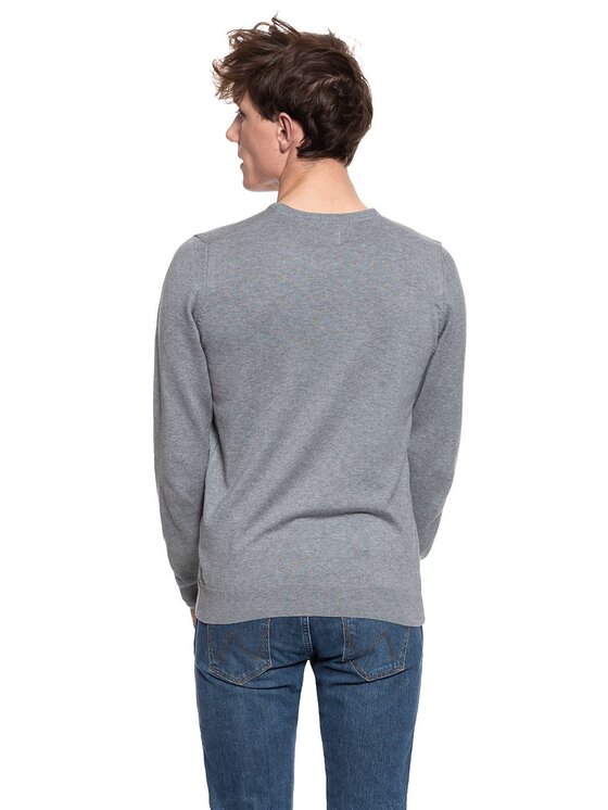 Mustang Mustang Sweter BASIC C-NECK JUMPER Szary Regular Fit