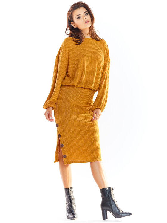 Awama Awama Sweter A318 Brązowy Basic Fit