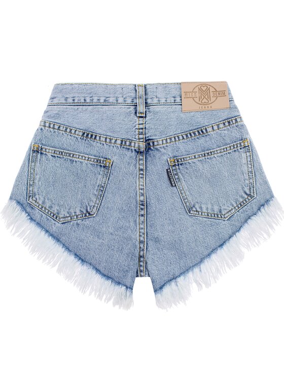 MissDenim MissDenim Szorty jeansowe High Waist Laced Niebieski Regular Fit