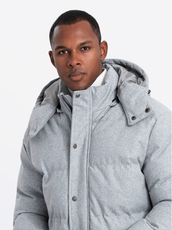 Ombre Ombre Parka OM-JALJ-0217 Szary Regular Fit