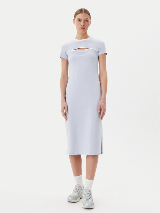 Puma Puma Ежедневна рокля Ess Cut-Out 629769 Светлосиньо Slim Fit