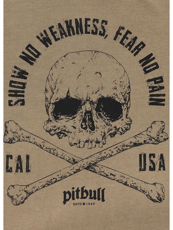 PITBULL PITBULL T-Shirt FEAR NO PAIN Brązowy Regular Fit