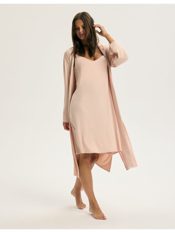 Esotiq Esotiq Szlafrok 44094 Beżowy Regular Fit
