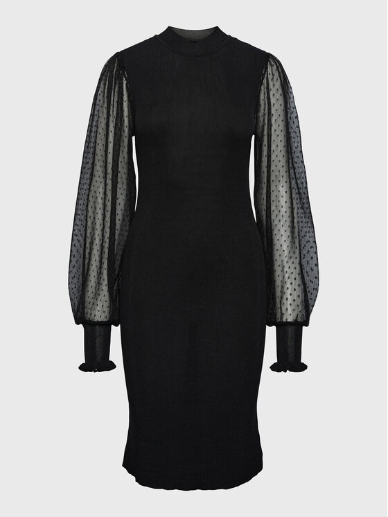 YAS YAS Trikotažinė suknelė Melania 26028581 Juoda Slim Fit