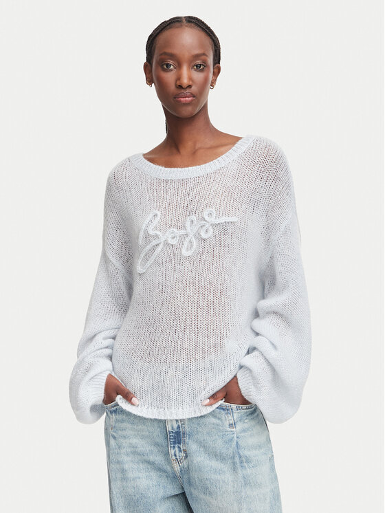 BOSS BOSS Megztinis C_Farazena 50570093 Šviesiai mėlyna Regular Fit