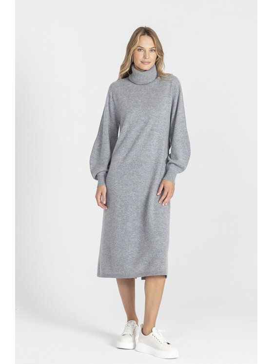 Deni Cler Milano Deni Cler Milano Sukienka dzianinowa T-DC-354D-E5-90-80-1 Szary Loose Fit