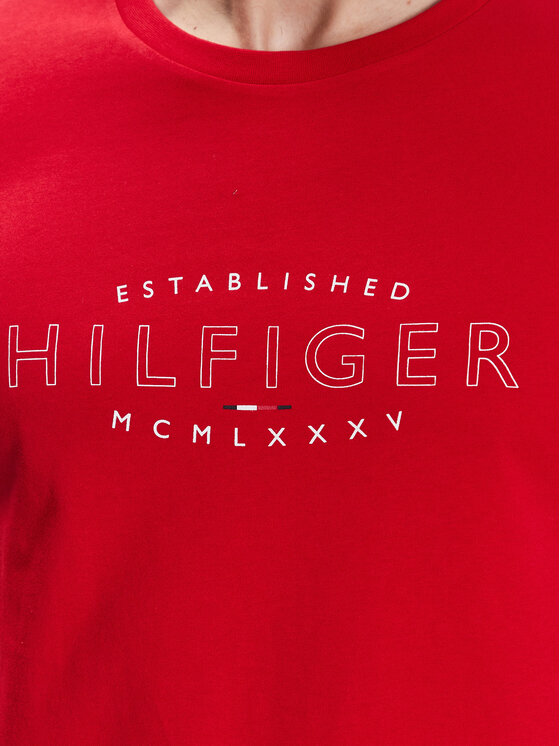 Tommy Hilfiger T Shirt Curve Logo Mw0mw30034 Rosso Slim Fit Modivoit 