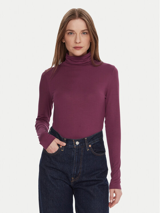 United Colors Of Benetton United Colors Of Benetton Bluză cu gât 3Z12D2010 Violet Slim Fit
